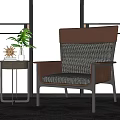 Modern single sofa chair side table 3d model