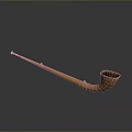 Vintage Antique Smoking Pipe With Long Handle And Classic Brass Design