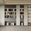 Modern Built-in Bookcase Design With Open Shelves Glass Doors Books And Decorative Lighting