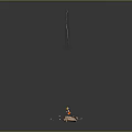 Super Saiyan Game Character Blonde Hair Blue Shirt Orange Pants Standing On Rock With Debris