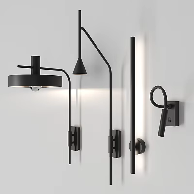 Modern Black Wall Lamps With Minimalist Design For Home Interior Lighting 3d model