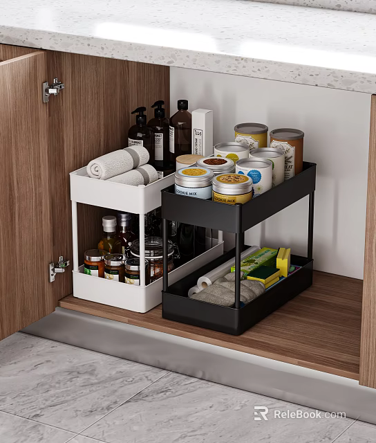 Bathroom Cabinet Organizer With Double Layer Storage For Towels And Toiletries 3d model 