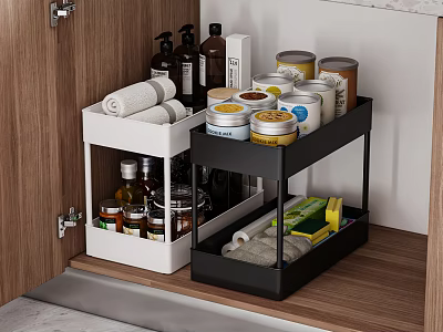Bathroom Cabinet Organizer With Double Layer Storage For Towels And Toiletries 3d model