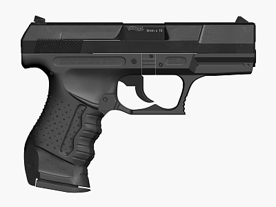 Tactical Black Modern Pistol With Textured Grip And Ergonomic Design 3d model