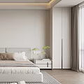 Modern Bedroom Interior Design With Bed Nightstand Wardrobe And Area Rug
