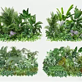 Lush Green Plants And Purple Flowers In Decorative Indoor Wall Arrangements