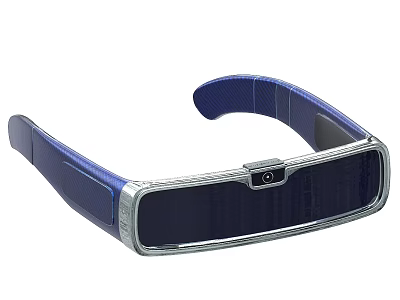 Modern Blue Smart Glasses With Curved Strap And Display Screen Camera 3d model