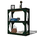 Industrial Style Bookshelf With Multiple Shelves Books Decorative Items and Table Lamp