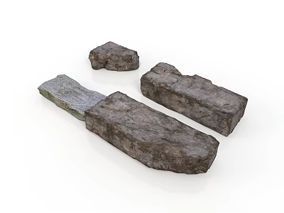Natural Gray Stone Slabs And Stones With Rough Surface Texture 3d model