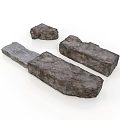 Natural Gray Stone Slabs And Stones With Rough Surface Texture 3d model