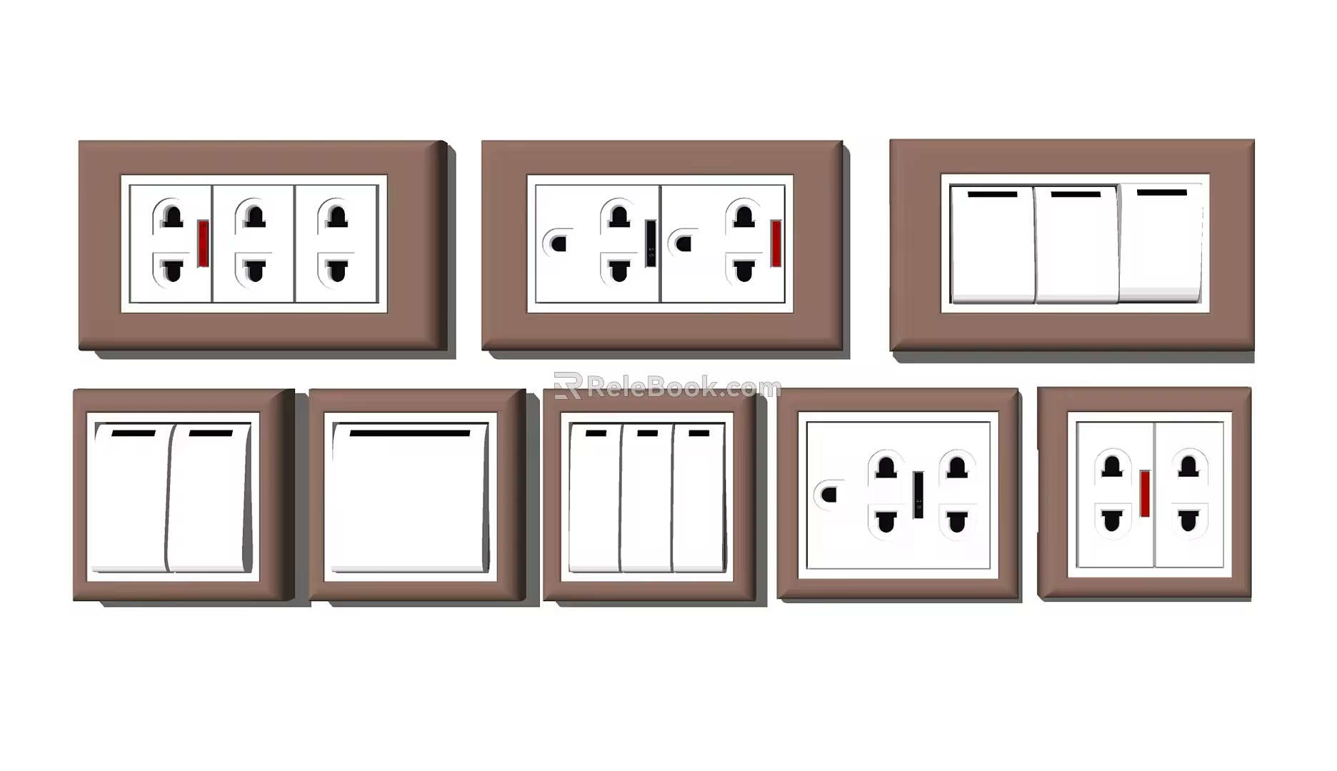 Modern switch socket combination 3d model