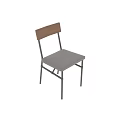 Modern Dining Chair With Wooden Back Gray Fabric Seat And Black Metal Frame