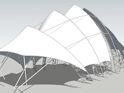Modern Tensile Membrane Architectural Design With White Membrane Surface And Steel Support Structure 3d model