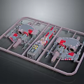 Spacecraft Model Kit Featuring Satellite Parts And Gray Red Details On Plastic Frame