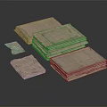 Stacked Papers Of Various Sizes With Textured Surfaces On Black Background