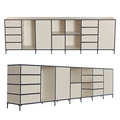 Modern Minimalist Sideboard With Drawers Cabinets Open Shelves For Living Dining Room 3d model