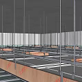 School Classroom Interior With Wooden Walls Gray White Panels And Dark Carpet