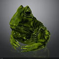 Green Frog 3D Model With Shiny Surface Bumpy Texture And Large Black Eyes