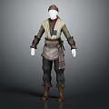 Adventurous Human Character in Beige Tunic with Brown Belt Dark Pants and Brown Boots
