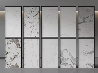 Marble Tiles Display Wall With Various Styles Natural Textures And Modern Design 3d model