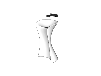 Modern White Washbasin with Unique Curved Shape and Black Faucet for Contemporary Bathroom Design 3d model