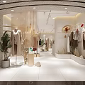 Modern Clothing Store Interior With Mannequins Clothes On Racks Plants Bright Lighting And White Flooring