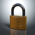ABUS 83110 Metal Padlock With Brown Body And Black Shackle On Gray Background