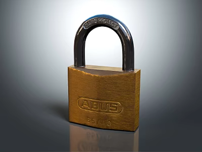 ABUS 83110 Metal Padlock With Brown Body And Black Shackle On Gray Background 3d model