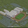 School Gate Stadium Football Stadium Teaching Building Playground 3d model