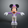 Mickey Mouse In Purple Outfit With Yellow Hat Colorful Vest White Gloves Open Arms