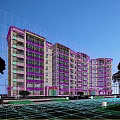 Modern Detached Villa Exterior With Multi Storey Design And Green Lawn Area