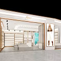 Demi Elegant Modern Clothing Store With Open Entrance Shelves Display Racks And Female Model Poster