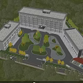 Modern Building Complex With Landscaped Gardens Green Surroundings Water Features And Sports Courts