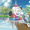 Modern Amusement Equipment Rocket Tree House Slide Rainbow Landscape Bridge 3d model