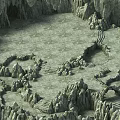 Scenic Garden Landscape With Rocky Surroundings Winding Paths And Open Central Area