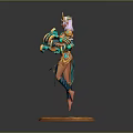 Woman Queen 3D Model With Ornate Gold And Blue Outfit Decorative Headdress And Circular Base