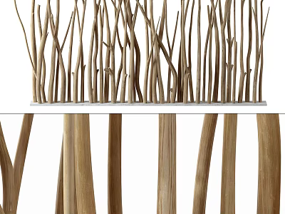 Decorative Natural Wooden Branches Vertical Arrangement For Interior Design Elements 3d model