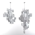 Modern Chandelier Design With Multiple Rectangular Panels And Metallic Frame For Interior Decoration 3d model