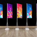 Colorful Advertising Flag Banners With Text And Patterns On Stand