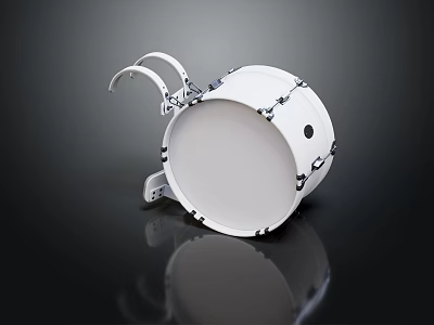 Shiny White Musical Instrument Drum With Reflective Surface And Metal Hardware 3d model