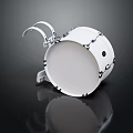 Shiny White Musical Instrument Drum With Reflective Surface And Metal Hardware
