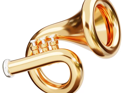 Golden Trumpet Musical Instrument With Artistic Painting Tools And Creative Supplies 3d model