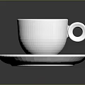 White Coffee Cup With Latte Art On White Saucer Over Dark Background