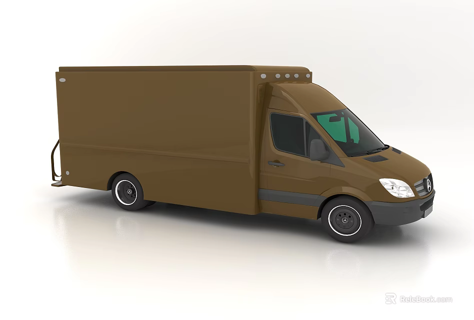 Brown Cargo Van Exterior Design With Side Door And Delivery Features 3d model