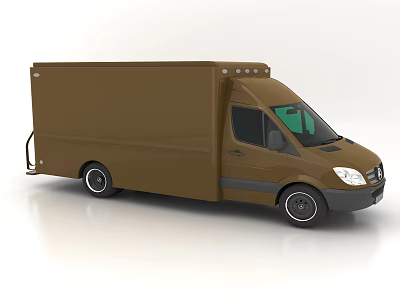 Brown Cargo Van Exterior Design With Side Door And Delivery Features 3d model