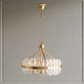 Elegant Modern Golden Chandelier With Transparent Glass And Hanging Chain Design