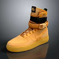 Yellow High Top Leather Shoes With Laces Ankle Strap And Yellow Rubber Sole