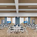 School Modern Multimedia Classroom Interior With Desks Chairs And Screens