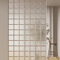 Modern Interior Design Glass Partition With Grid And Perforated Transparent Panels 3d model