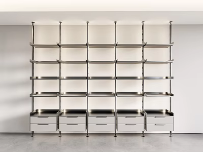 Light Luxury Aluminum Alloy Column Storage Rack Open Display Rack Shelf Cloakroom Laminar Rack Bookshelf Display Rack Metal Wine Rack 3d model